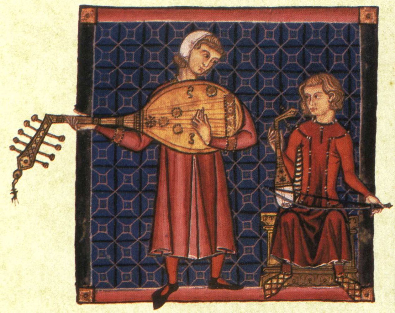 Två sångare. Illustration från kodexen av Cantigas de Santa Maria, ca. 1280 av Unbekannt