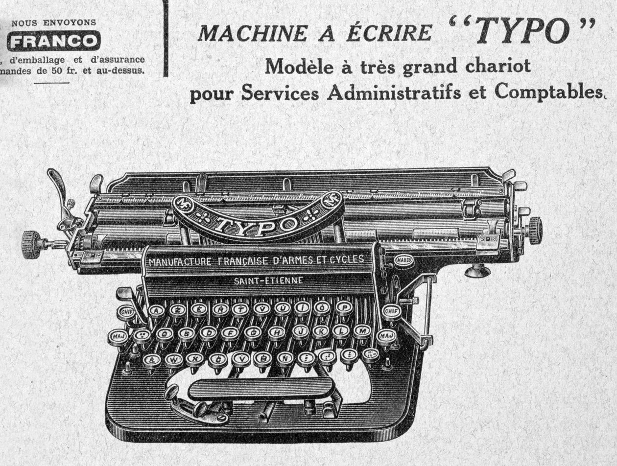 Typfel, skrivmaskinsannons, 1900-talet av Unbekannt