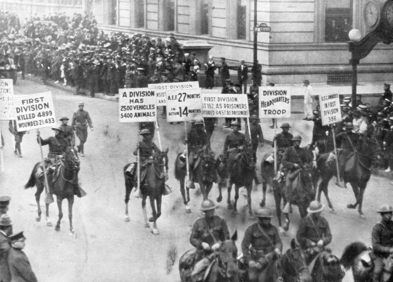 USA:s första armé i Victory Parade, New York, USA, 10 september 1919 av Unbekannt
