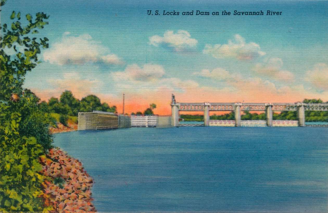 US Locks and Dam vid Savannah River, 1943 av Unbekannt