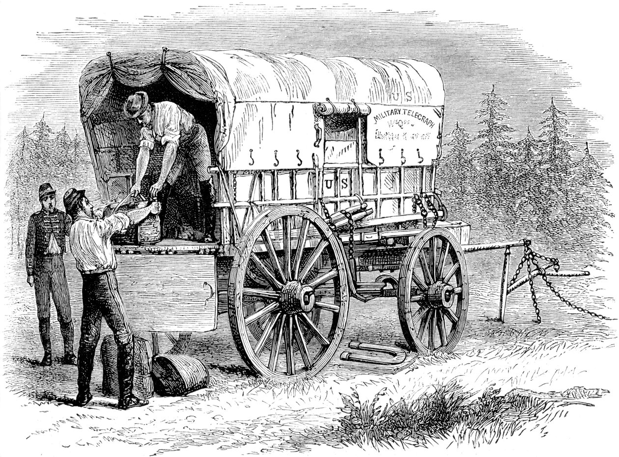Amerikansk militär telegrafvagn, amerikanska inbördeskriget, 1861-1865 c1880 av Unbekannt