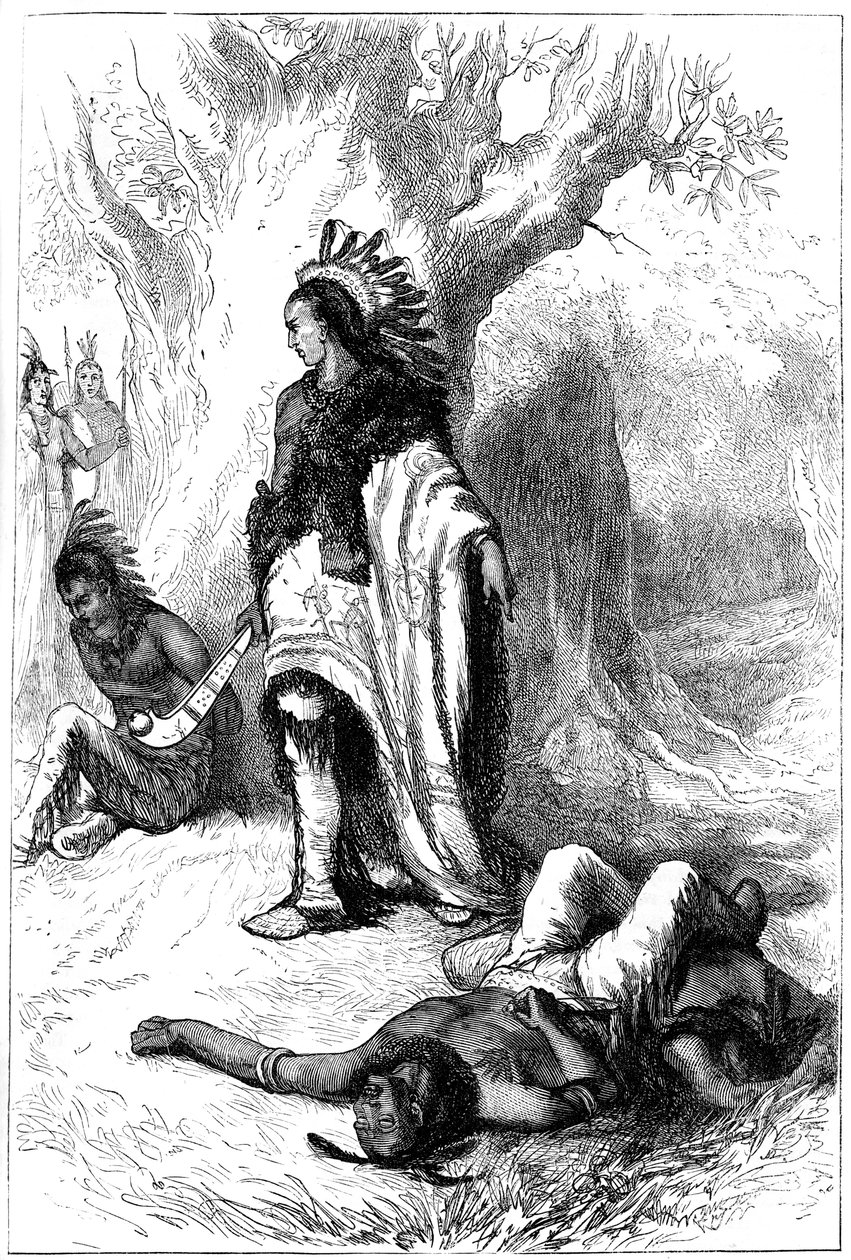 Uncas och Miantonomoh, 1643 c1880 av Unbekannt