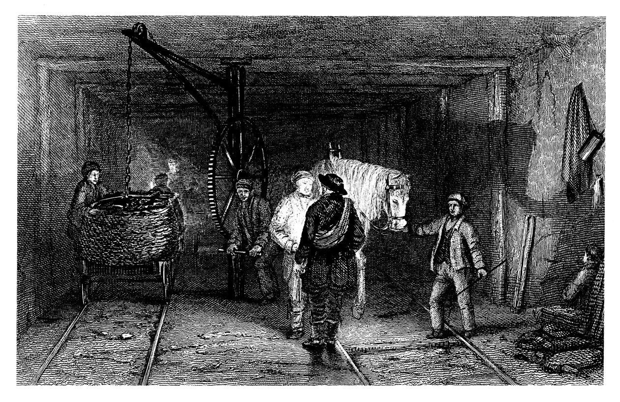 Underjordisk scen i en kolgruva, 1860 av Unbekannt