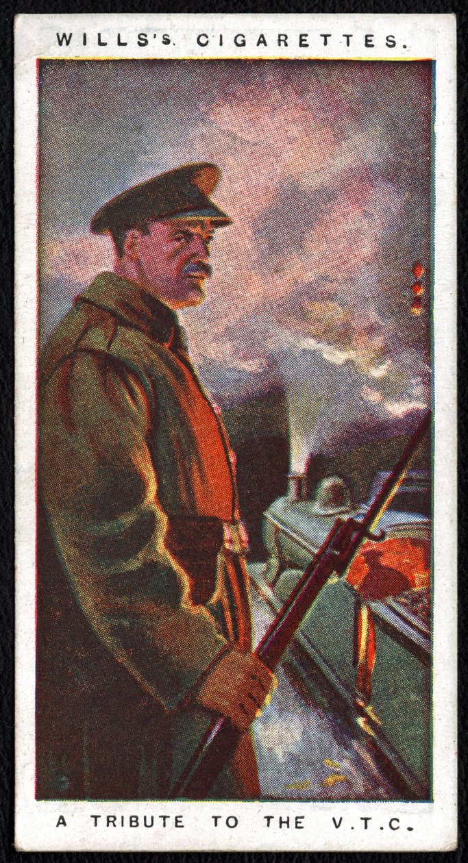 Storbritannien: Ett av en serie på tjugofyra cigarettkort som publicerades 1917 av Imperial Tobacco Company som en hyllning till de militära och civila styrkornas krigsinsatser av Unbekannt