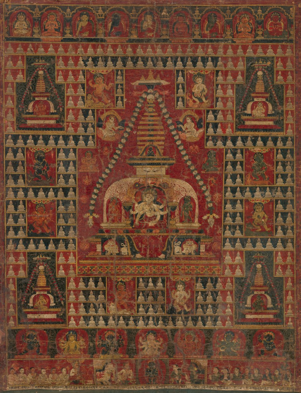 Ushnishavijaya tronad i en stupas livmoder, daterad 1510-19. av Unbekannt