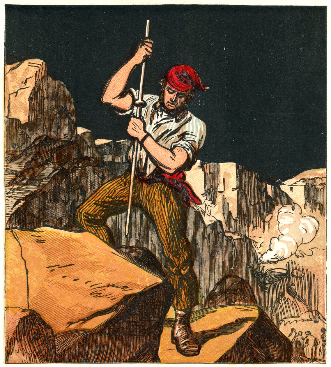 Använda krut i ett stenbrott, 1867 av Unbekannt