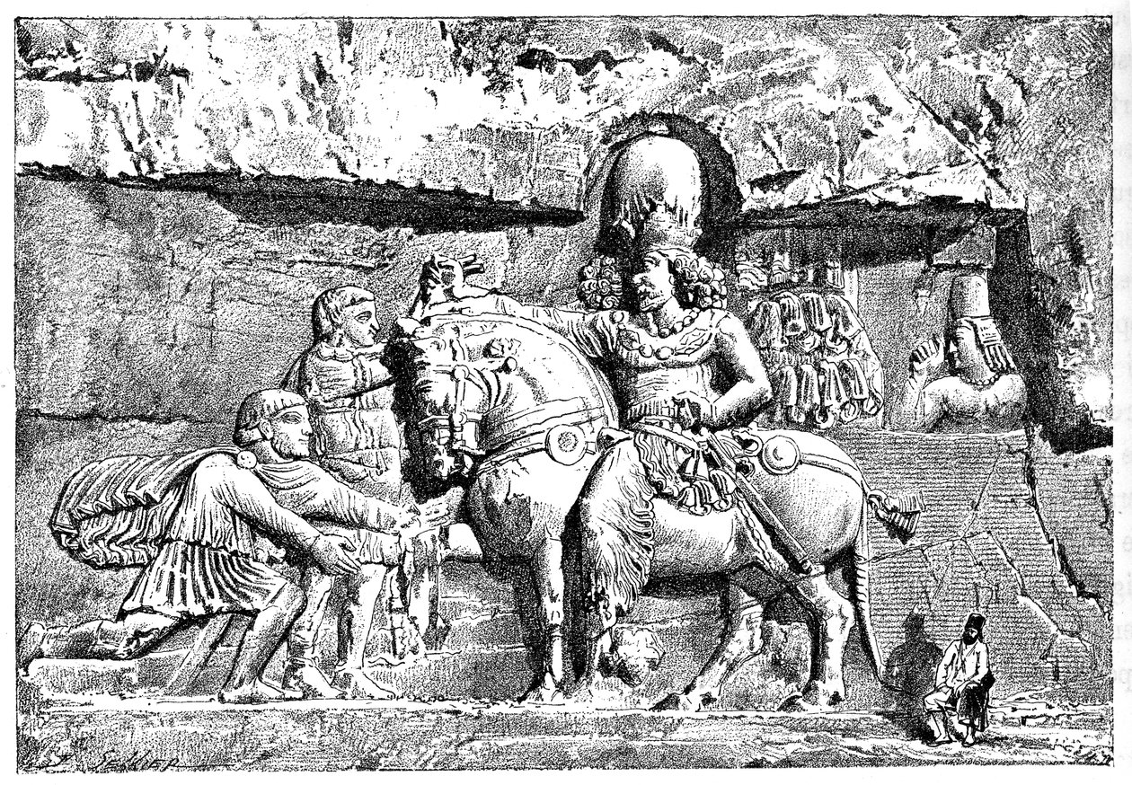 Valeriana vid Sapors fötter, kungliga gravar i Naksh-I-Rustem, Persepolis, Iran, 1895 av Unbekannt