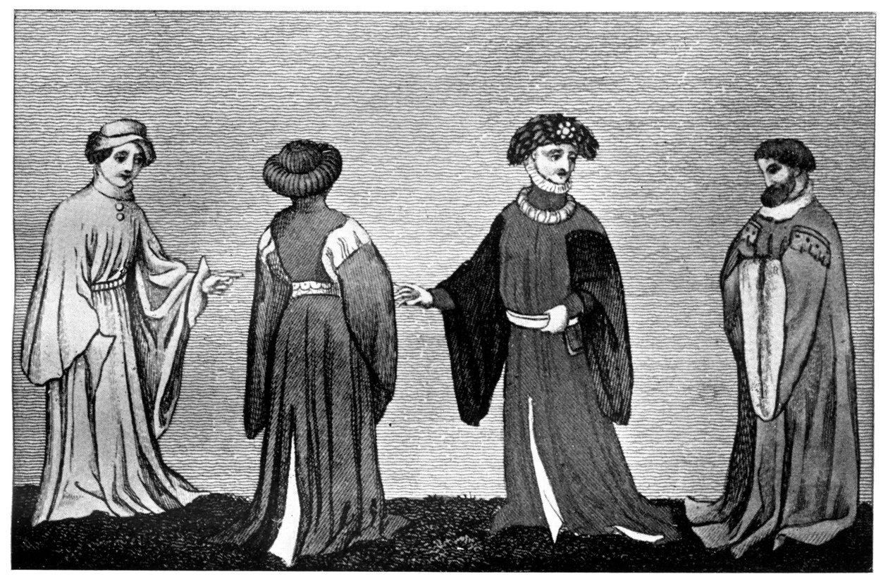 Varieteter av houppelande, c1300-talet, 1910 av Unbekannt