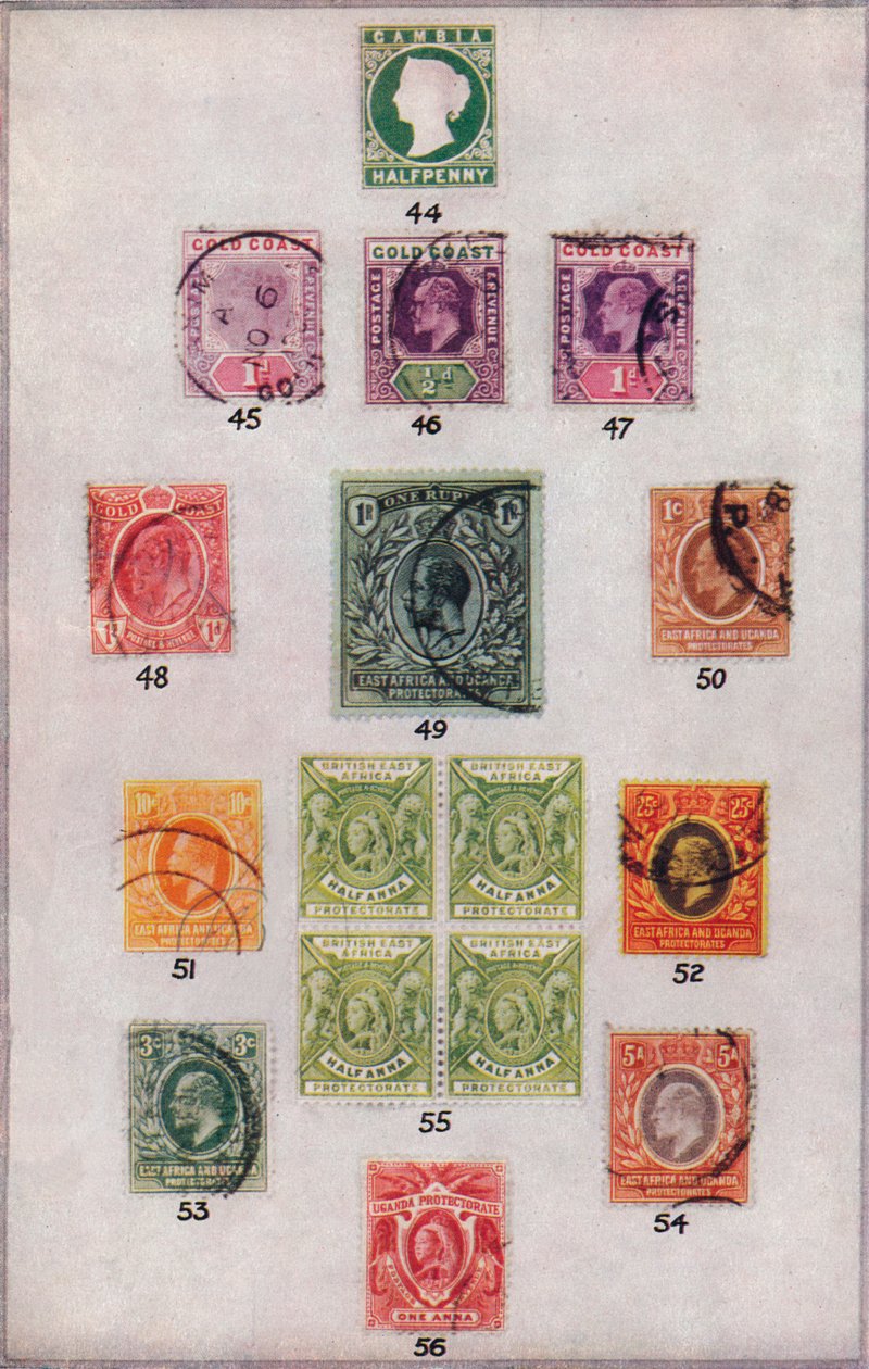 Diverse frimärken för Afrika nr 44-56, c1943, 1944 av Unbekannt
