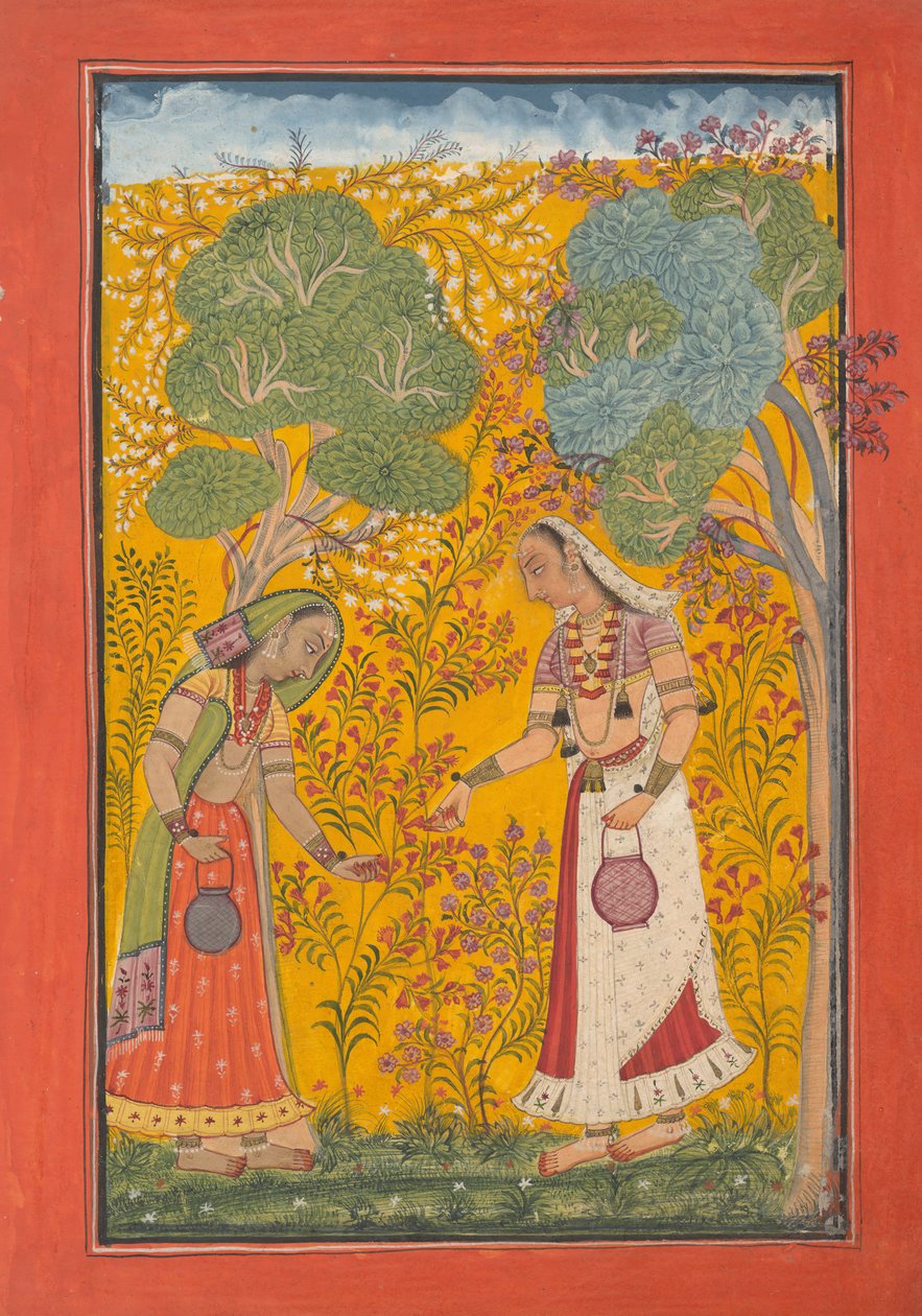 Vasanti Ragini, sida från Ragamala Series Garland of Musical Mods, K.10. av Unbekannt