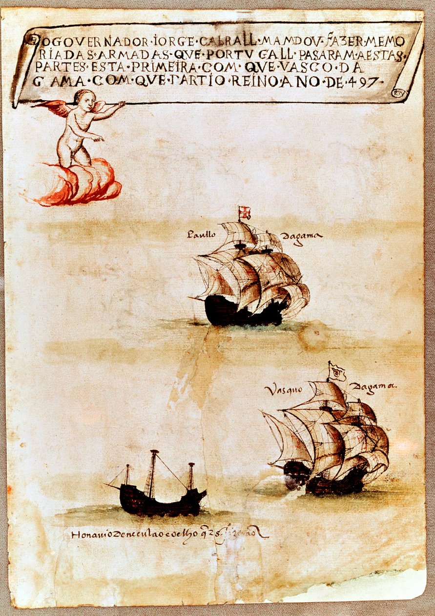 Vasco da Gamas flotta till sjöss, 1497 av Unbekannt
