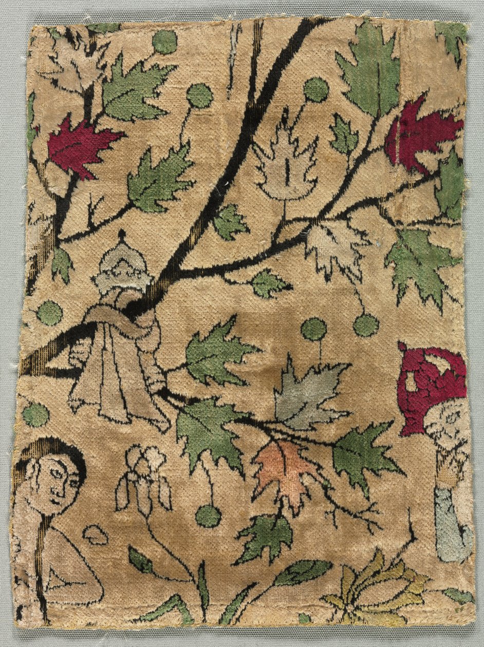 Sammetsfragment, Khusrau ser Shirin badar, 1550-99. av Unbekannt