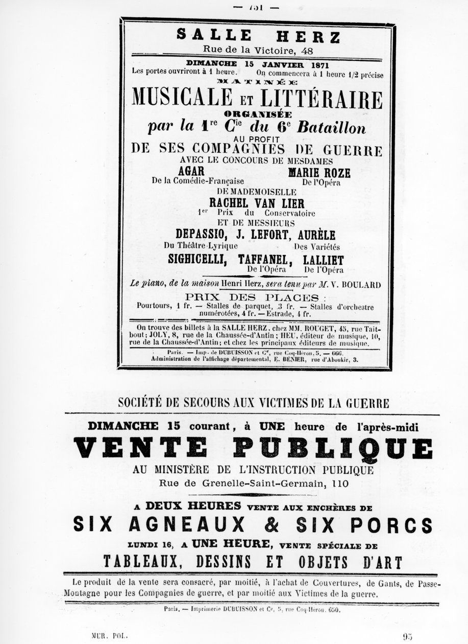 Vente Publique, från franska politiska affischer från Pariskommunen, maj 1871 av Unbekannt
