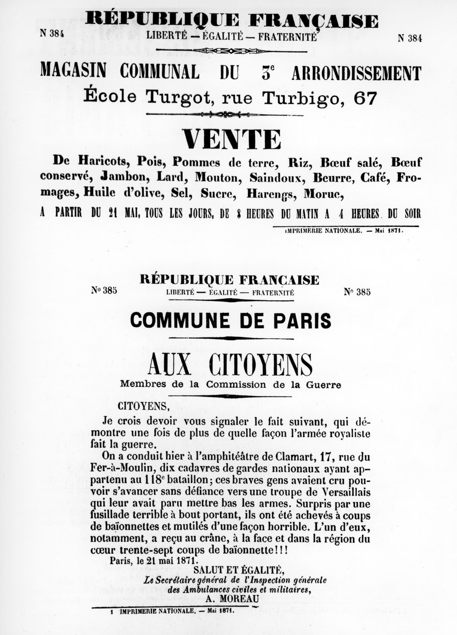 Vente, från franska politiska affischer från Pariskommunen, maj 1871 av Unbekannt