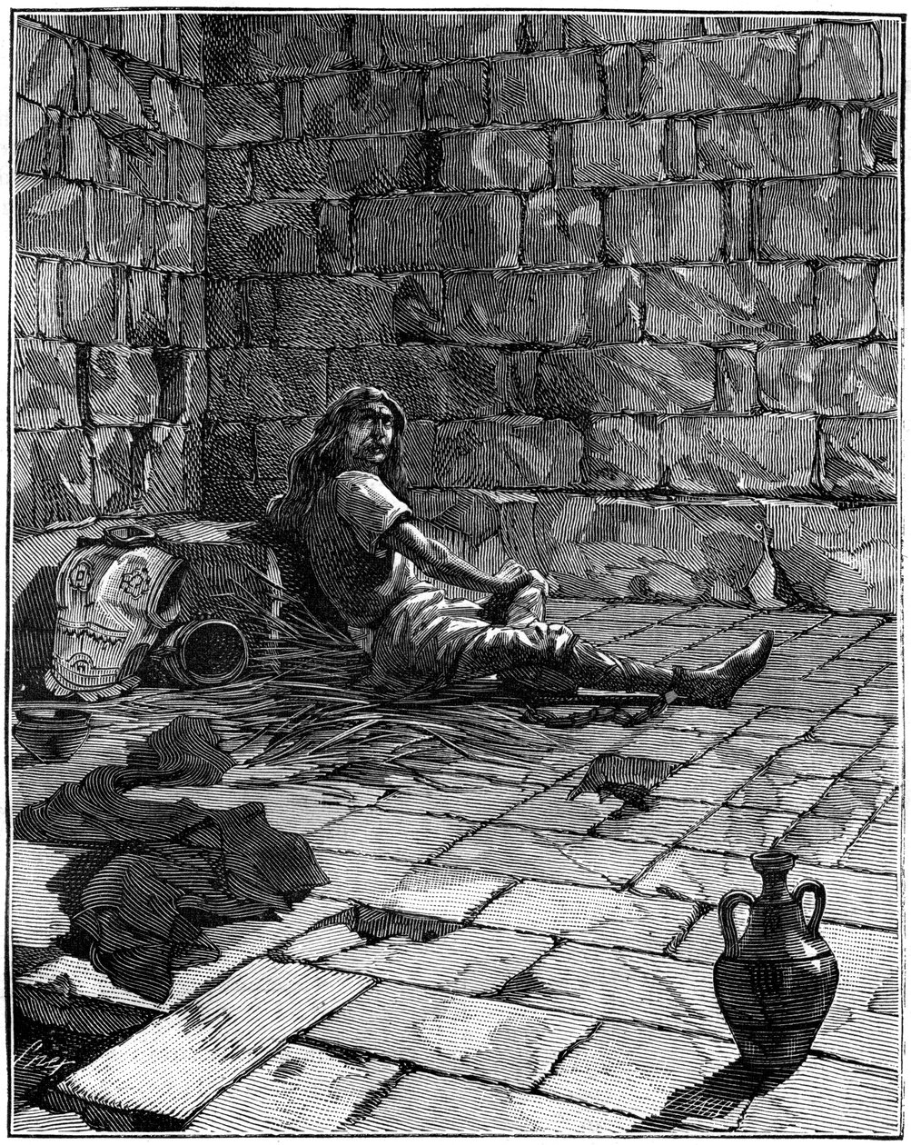 Vercingetorix fängslad i Tullianum i Rom, c52-46 f.Kr. 1882-1884 av Unbekannt