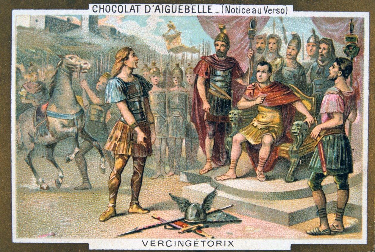 Vercingetorix överlämnar sig till Julius Caesar, c46 f.Kr., 1800-talet av Unbekannt