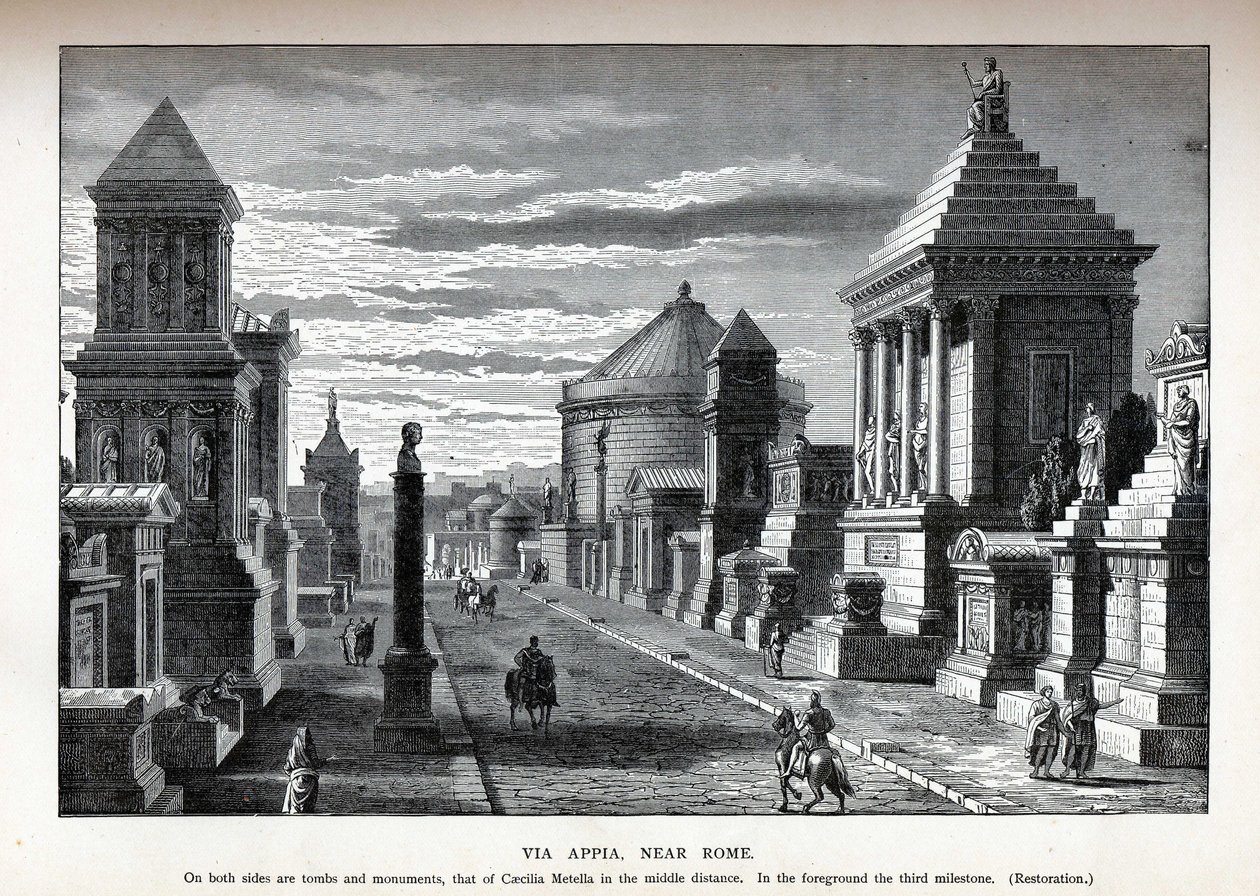 Via Appia nära Roms återuppbyggnad, 1882 av Unbekannt