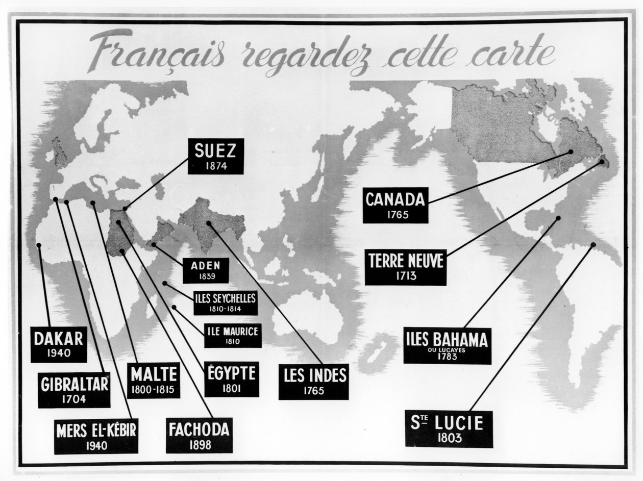 Vichy fransk anti-brittisk propagandaaffisch, 1940-1944 av Unbekannt