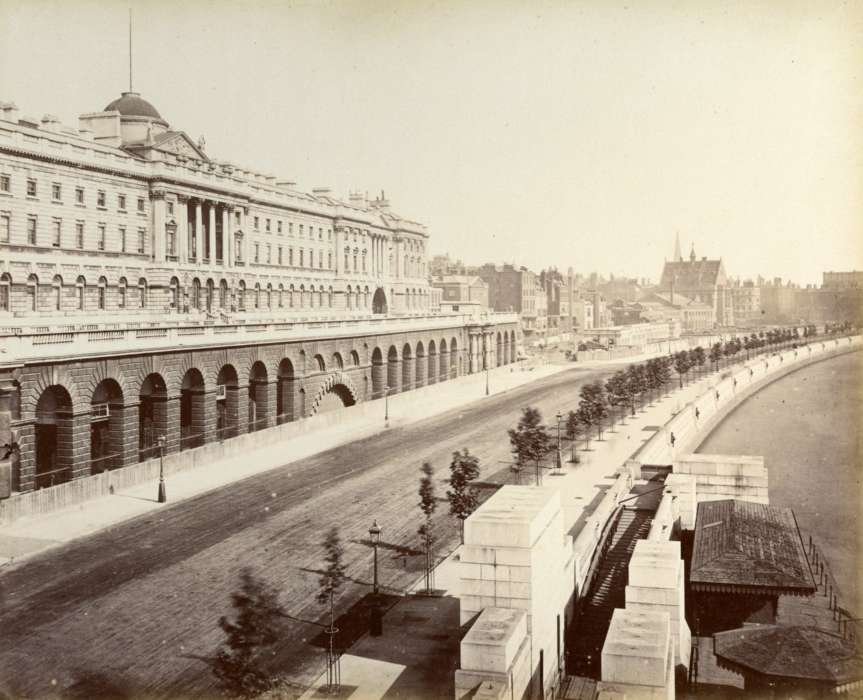 Victoria Embankment, som visar Somerset House, London, 1887 av Unbekannt