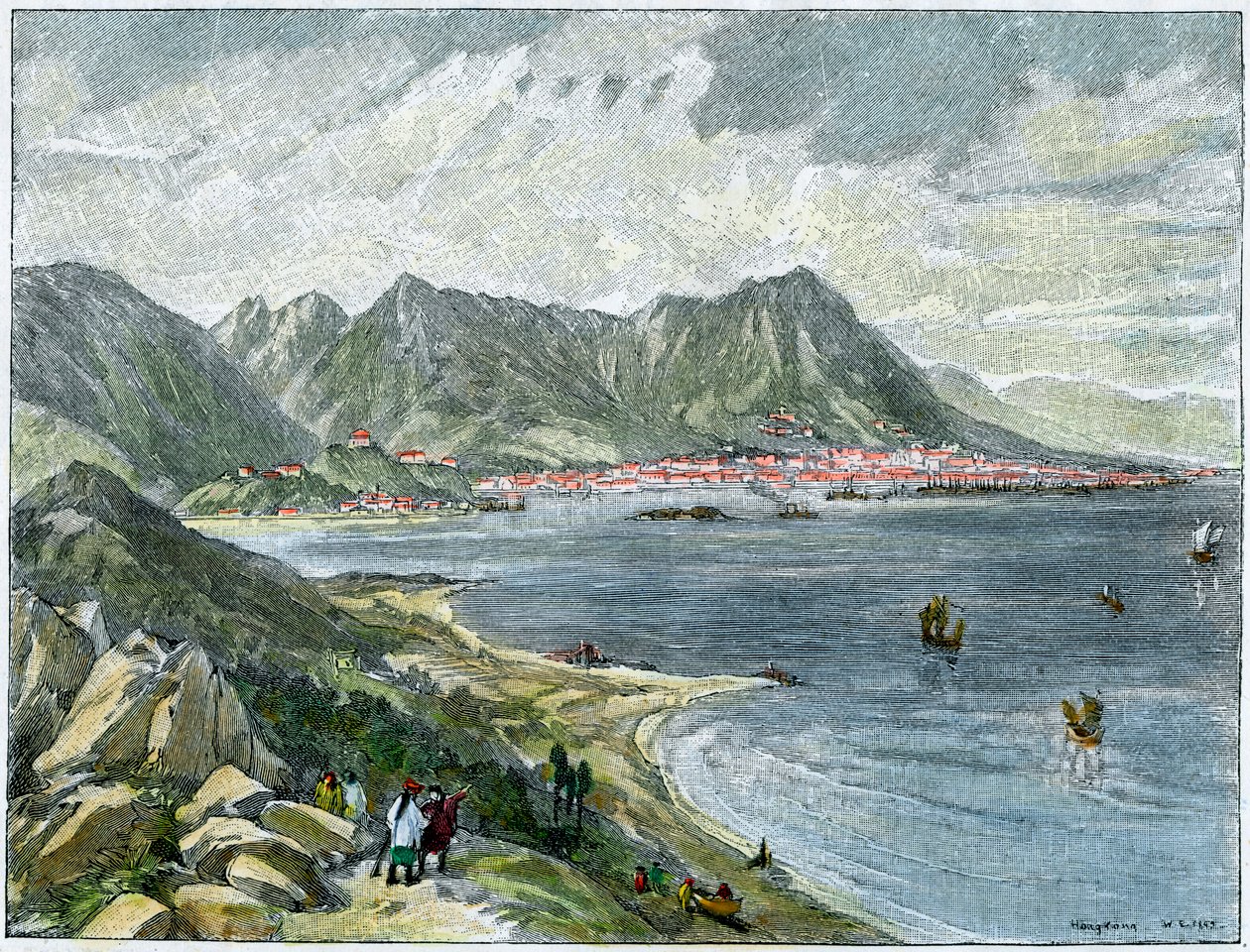 Victoria, Hong Kong, från det kinesiska fastlandet, c1890 av Unbekannt