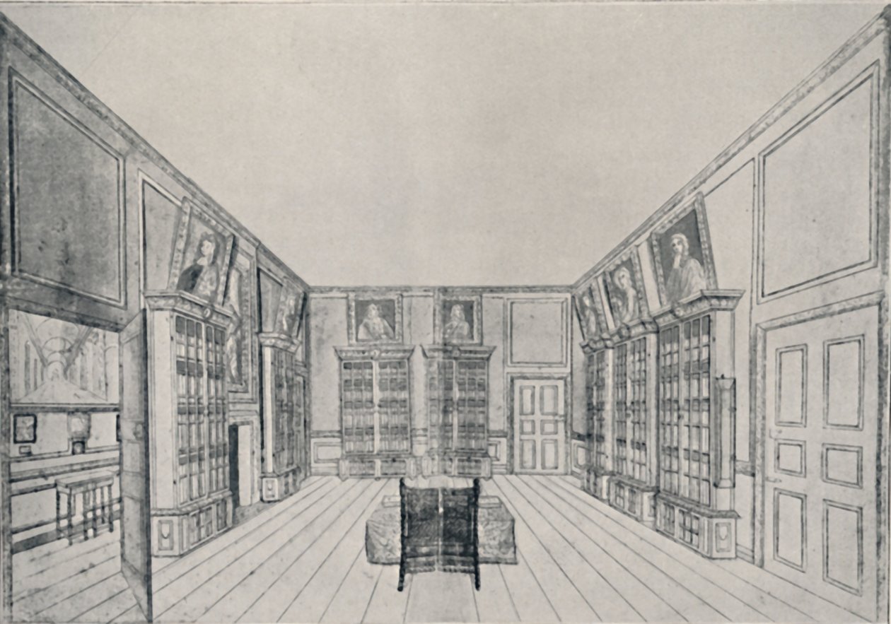 Titta inåt från Samuel Pepys bibliotek i York Building, 1928 av Unbekannt