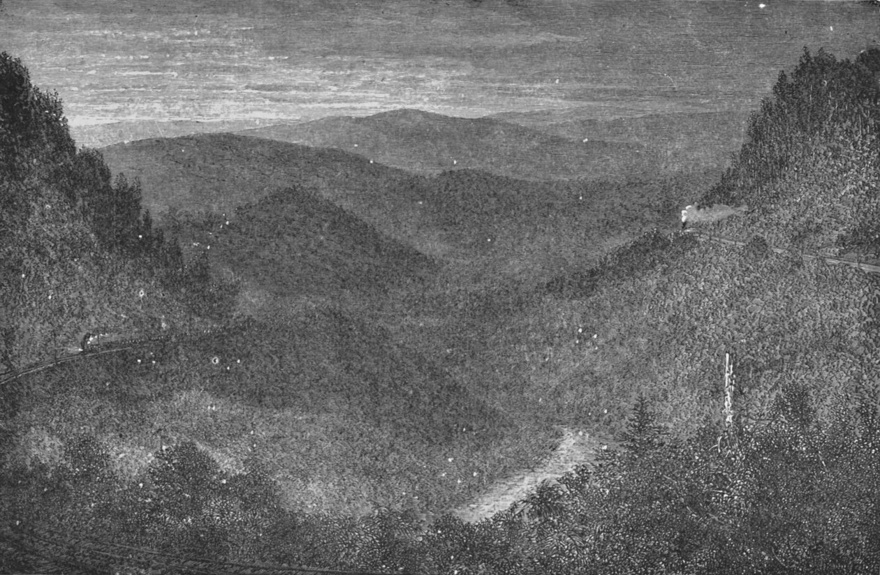Utsikt från Horseshoe Curve tidig morgon, 1883 av Unbekannt
