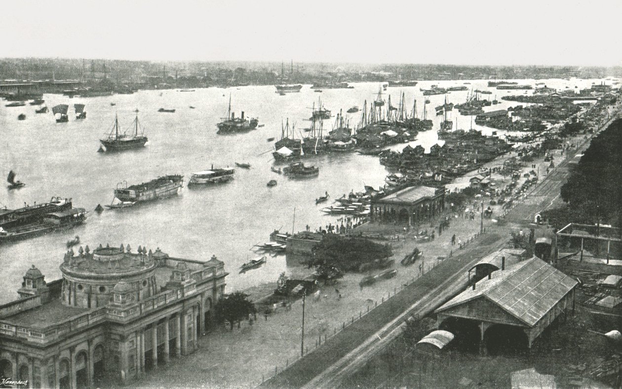 Utsikt från Hooghly Bridge, Calcutta, Indien, 1895. av Unbekannt