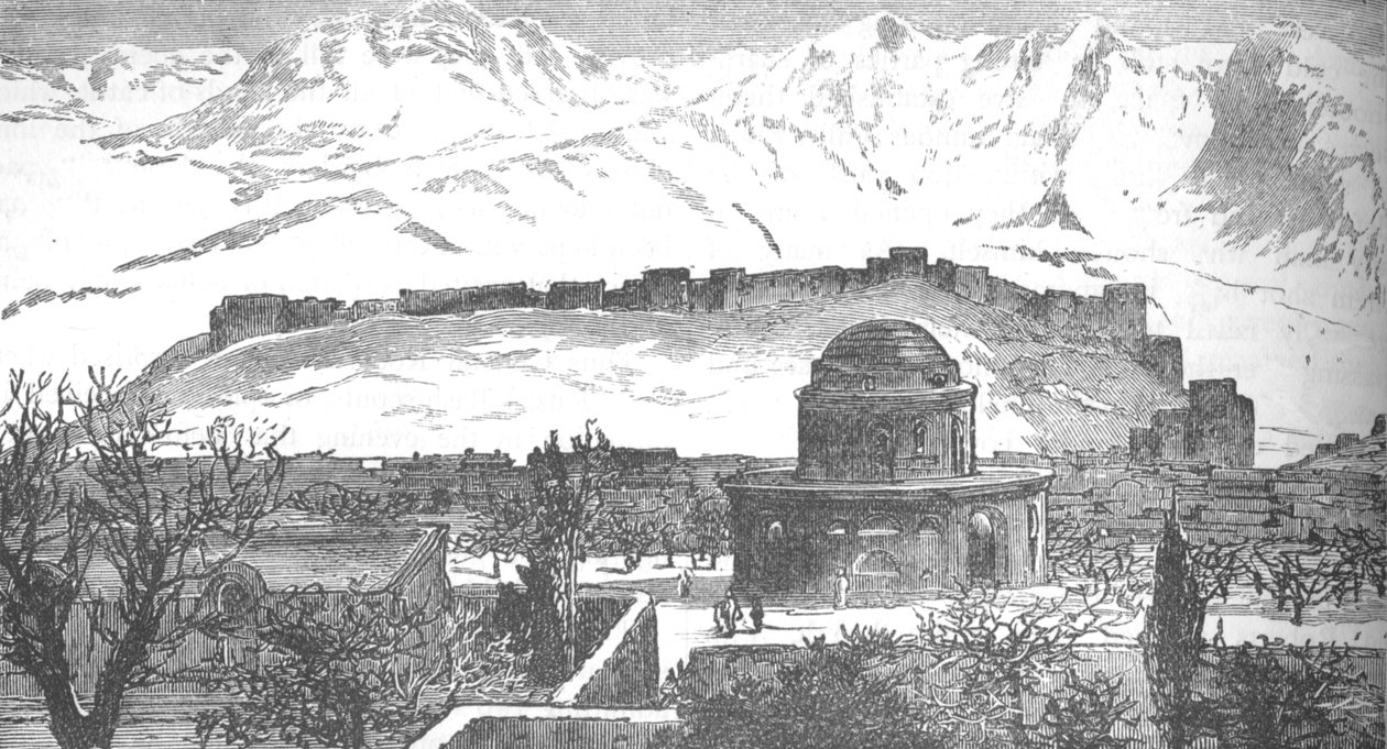 Utsikt i Cabul: Bala Hissar och en del av staden från Deh Afghan, c1880 av Unbekannt