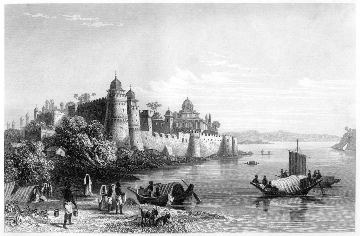 Utsikt över Allahabad, som visar fortet, c1860 av Unbekannt