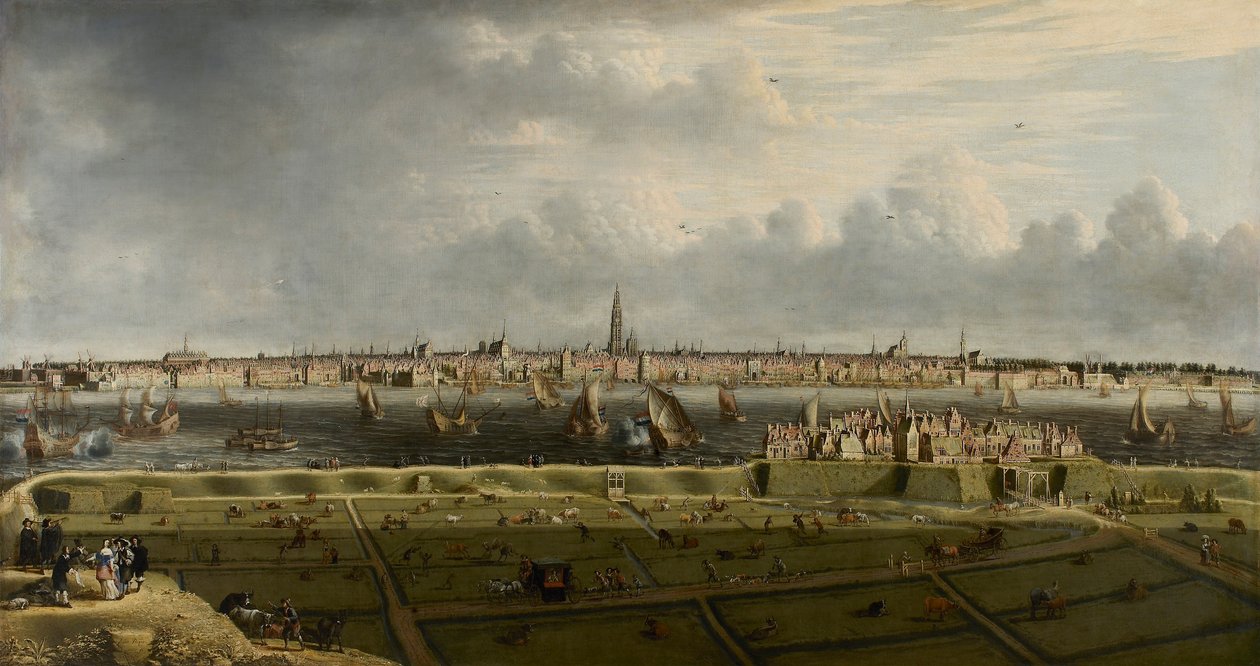Utsikt över Antwerpen från det flamländska huvudet, 1658. av Unbekannt