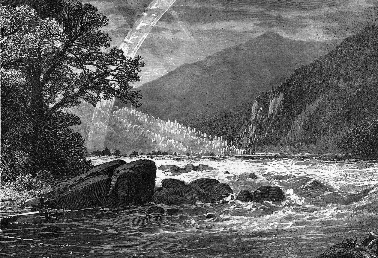 Utsikt över Balcony Falls, James River, Virginia, USA, 1877 av Unbekannt