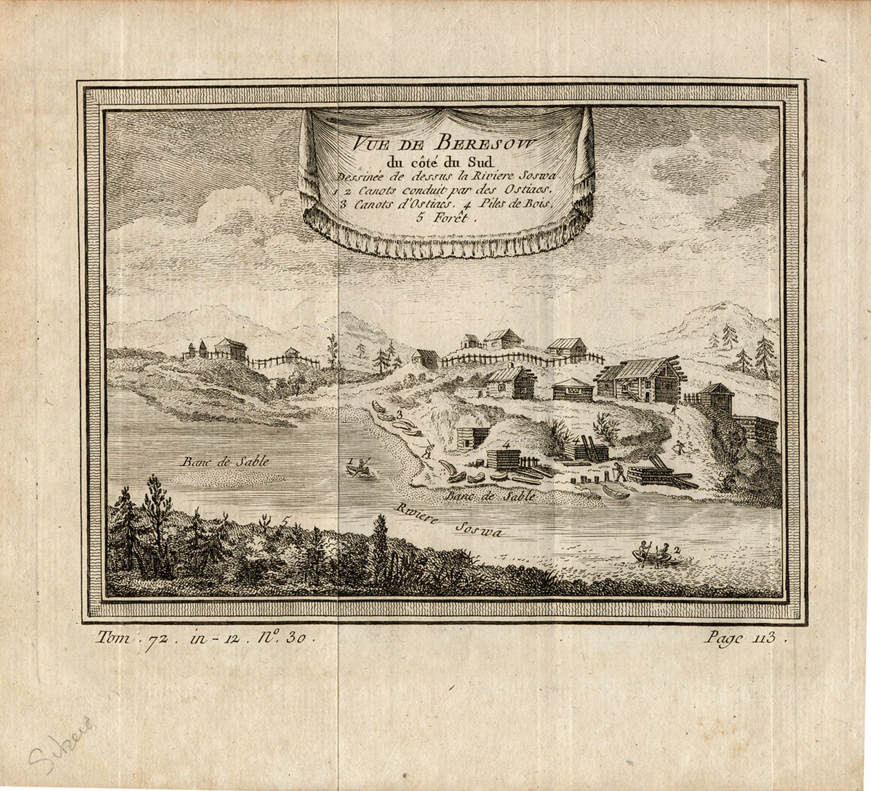 Utsikt över Berezov, ca. 1750 av Unbekannt