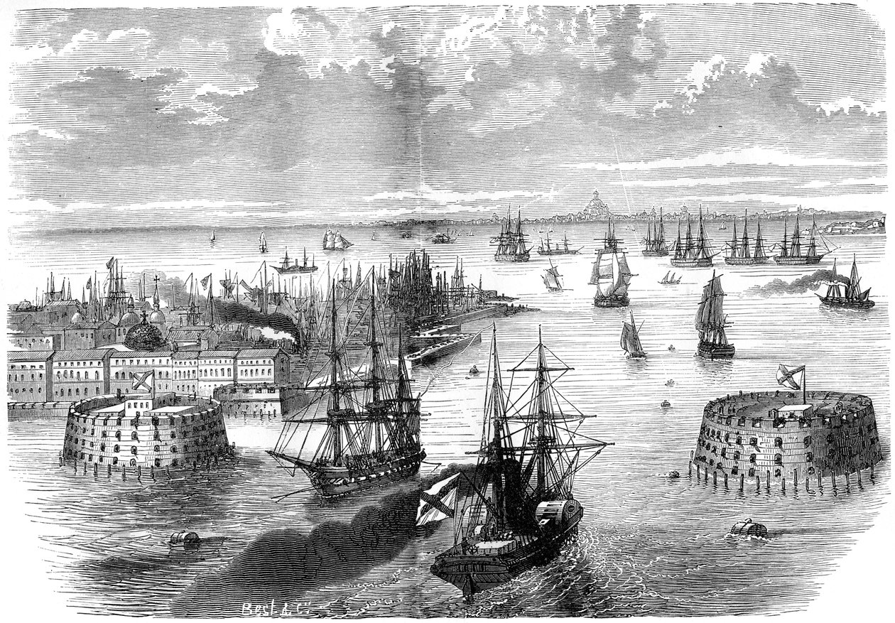 Utsikt över Kronstadt, Ryssland, 1882-1884 av Unbekannt