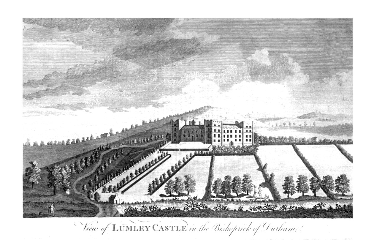 Utsikt över Lumley Castle i Bishoprick of Durham., c1779-1790 av Unbekannt
