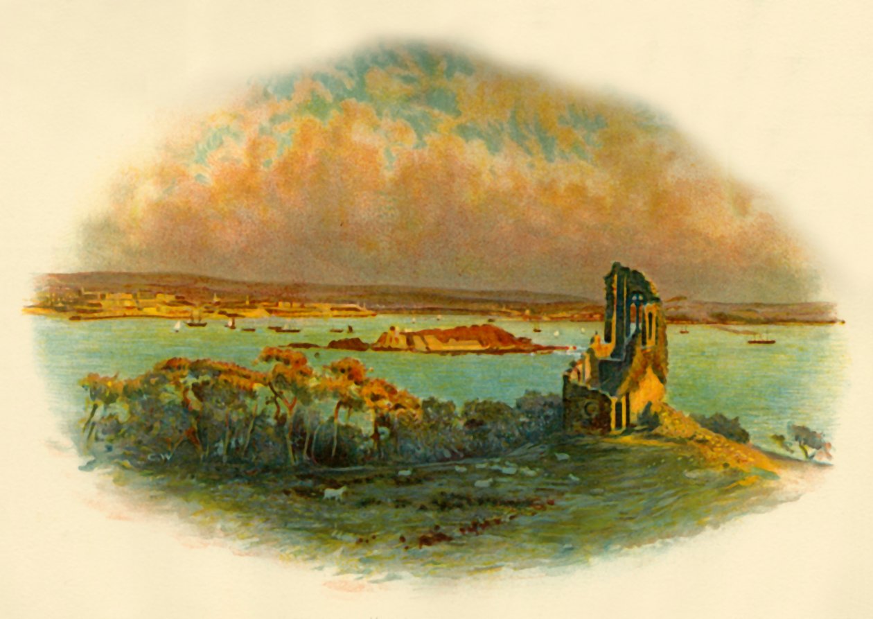 Vy över Mount Edgcumbe, Cornwall, med utsikt över Plymouth Sound, c1890. av Unbekannt