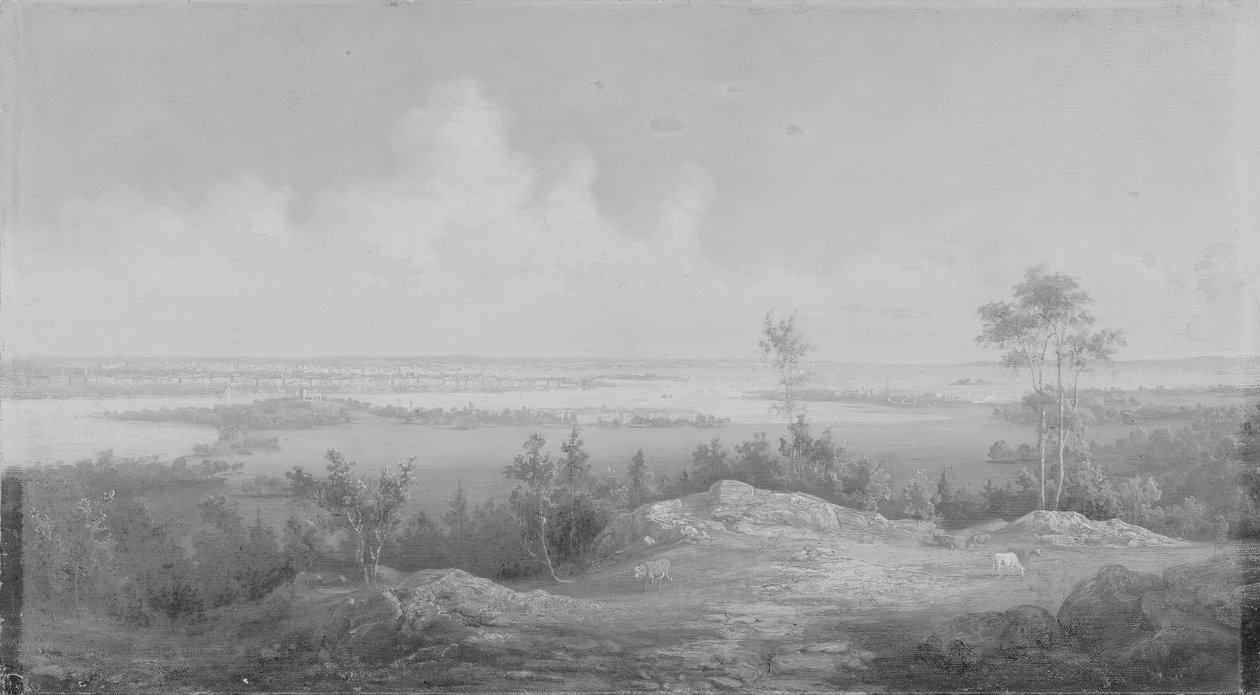 Utsikt över New York från New Jersey, ca. 1850. av Unbekannt