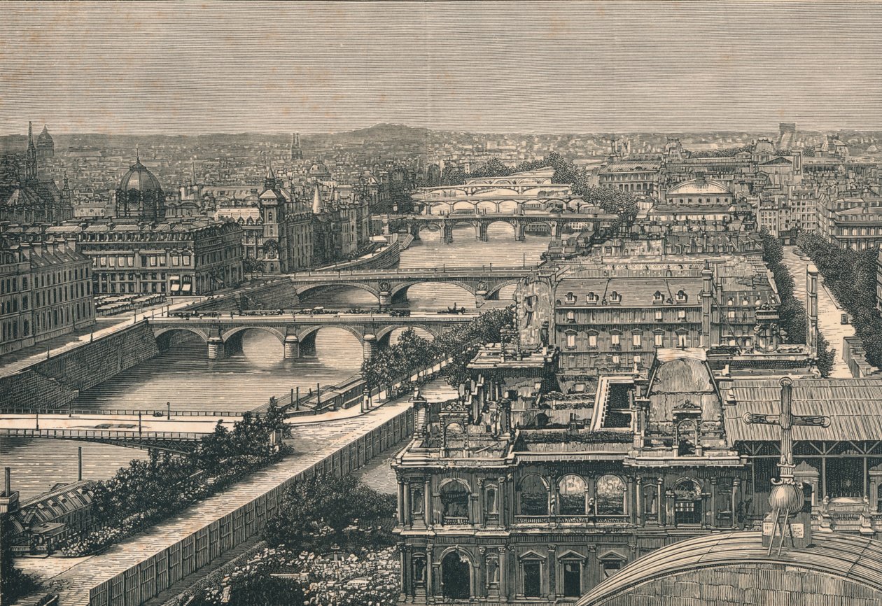 Utsikt över Paris, visar de sju broarna, 1882 av Unbekannt