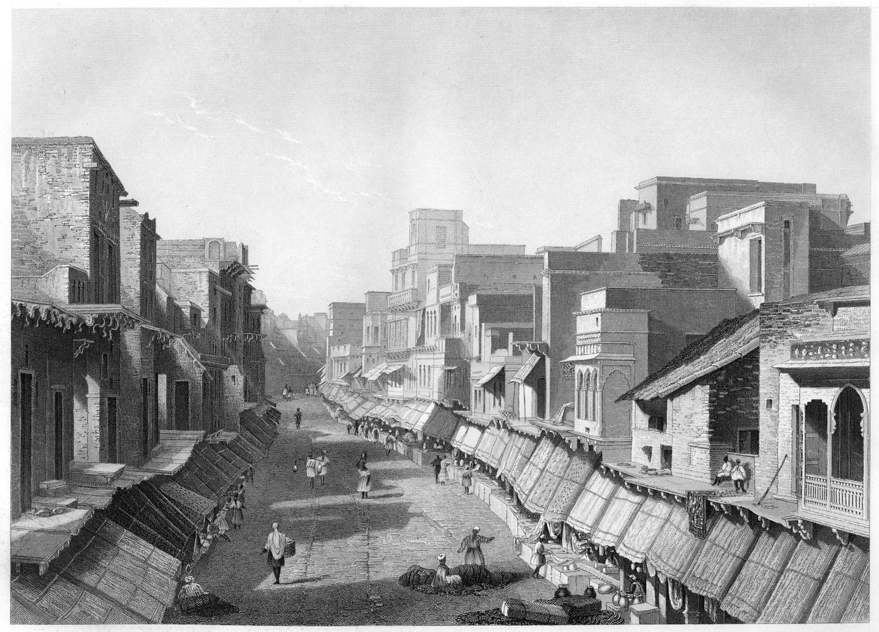 Utsikt över Principal Street, Agra, c1860 av Unbekannt