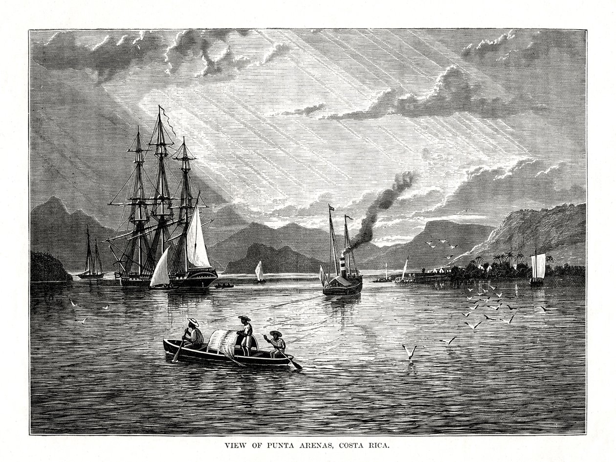 Utsikt över Punta Arenas, Costa Rica, 1877 av Unbekannt
