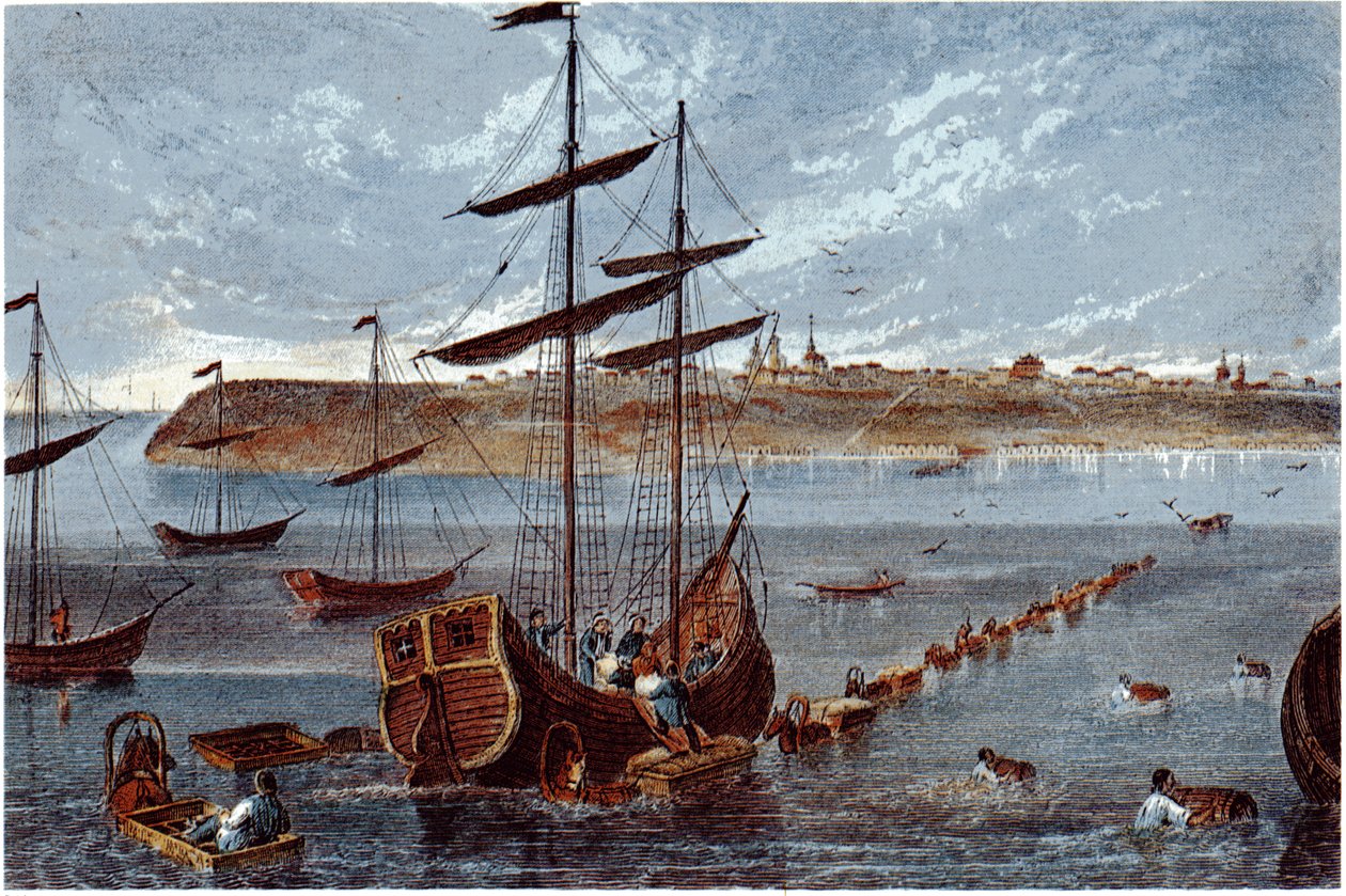 Utsikt över Taganrog, ca. 1840 av Unbekannt