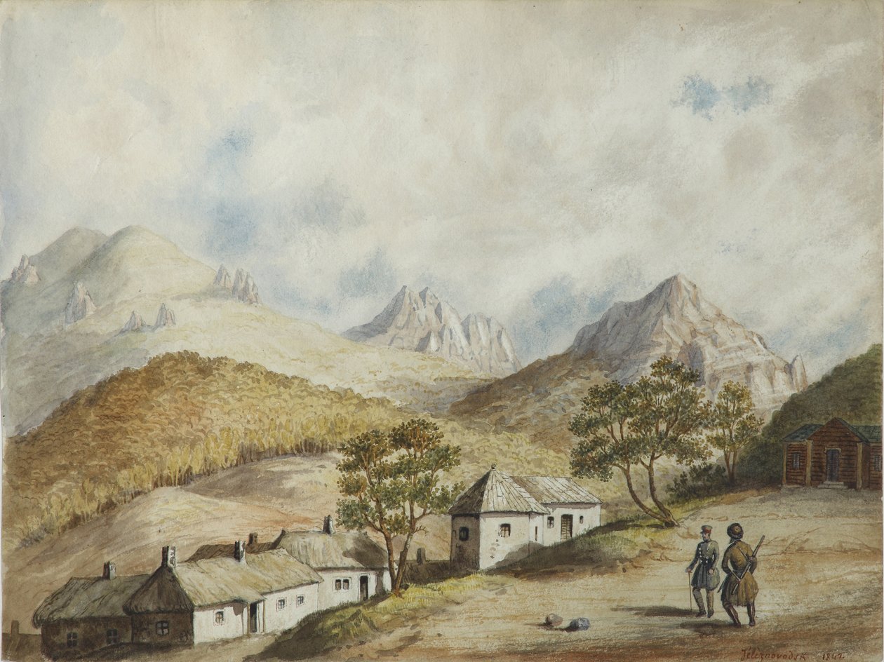 Utsikt över Zheleznovodsk, 1842 av Unbekannt