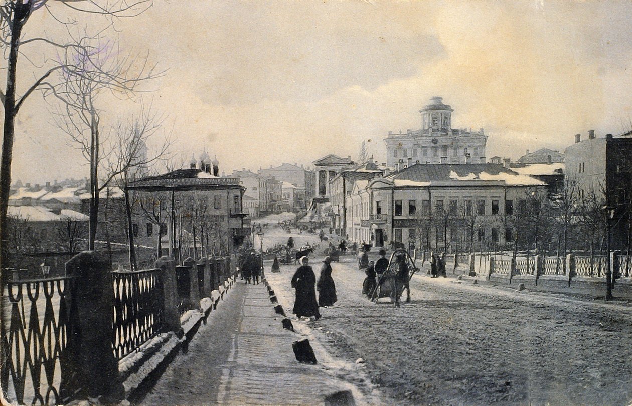 Vy över Znamenka Street i vinter, Moskva, Ryssland, tidigt 1900-tal av Unbekannt