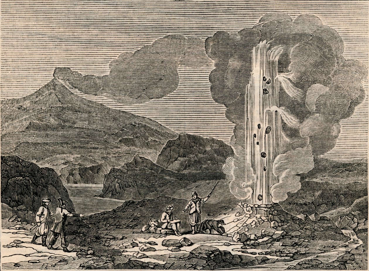 Utsikt över en gejser, eller varm fontän, 7 december 1833. av Unbekannt