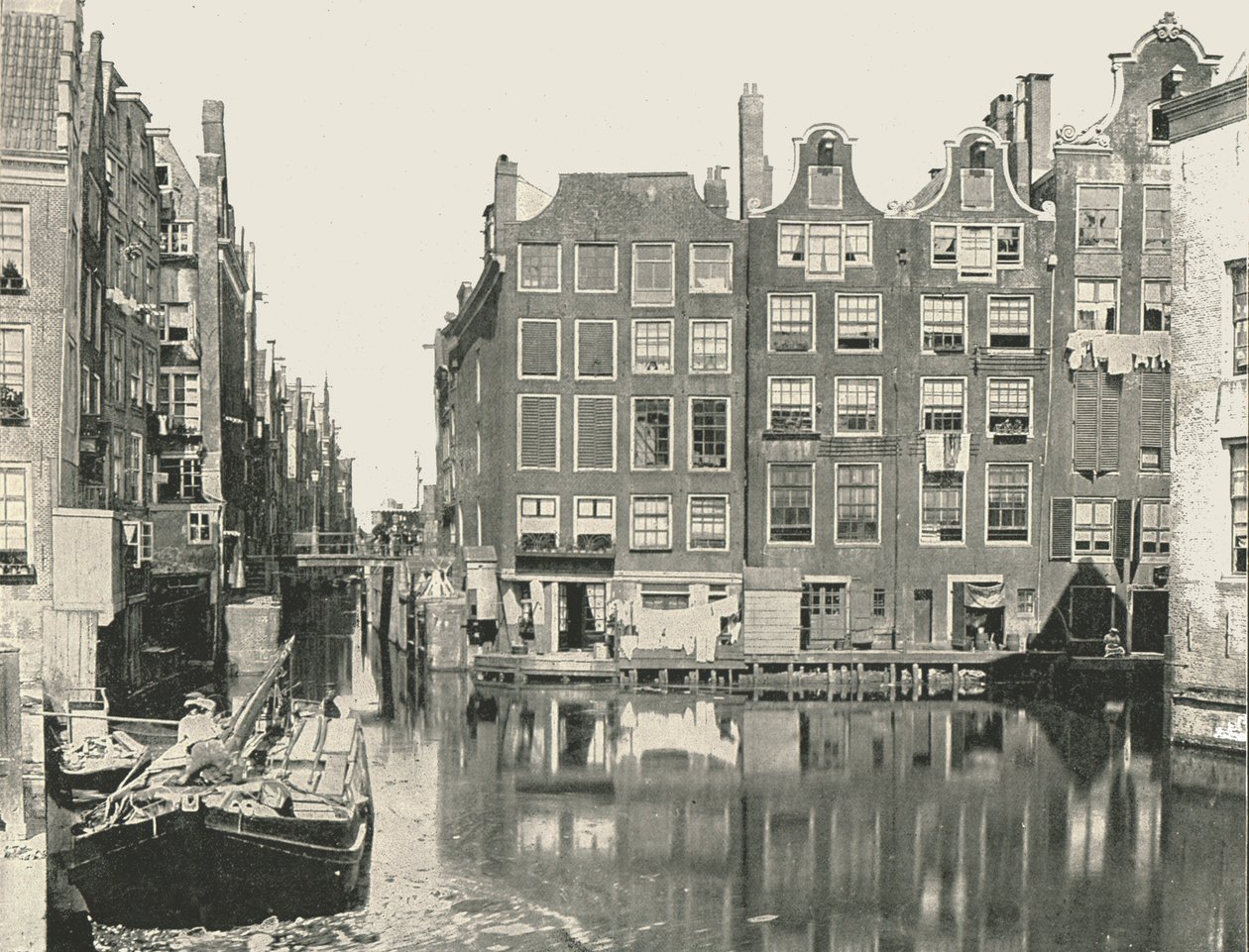 Utsikt över en av huvudkanalerna, Amsterdam, Nederländerna, 1895. av Unbekannt