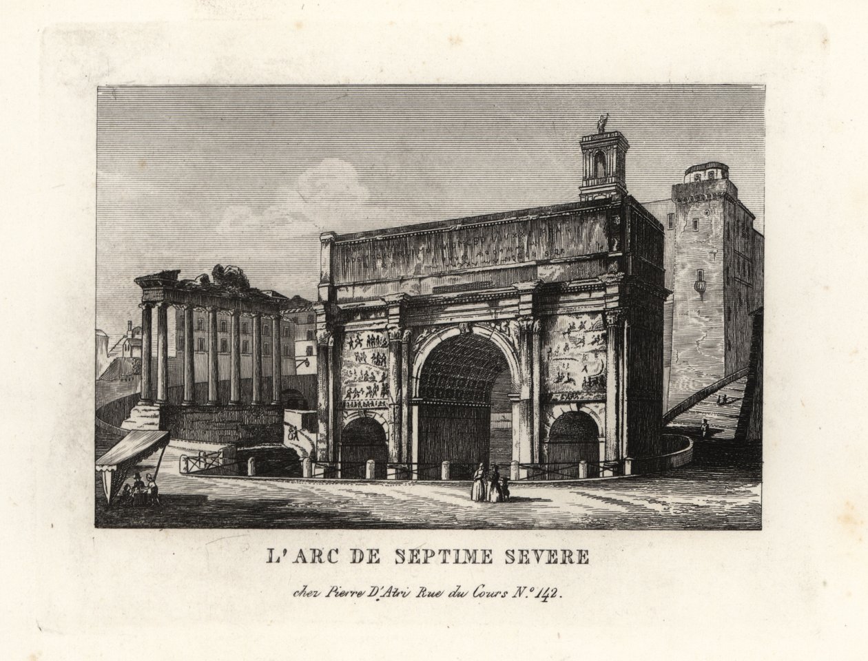 Utsikt över Septimius Severus båge, Arco di Settimio Severo, Forum Romanum, Rom av Unbekannt