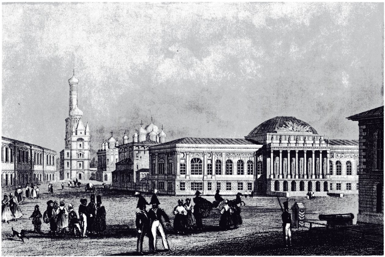 Utsikt över vapenhuset i Moskva, ca 1835 av Unbekannt