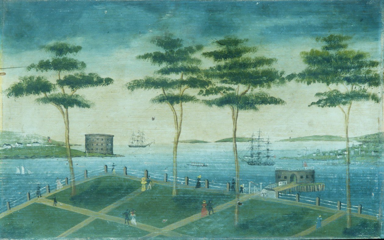Utsikt över batteriet, New York, 1800-1850. av Unbekannt