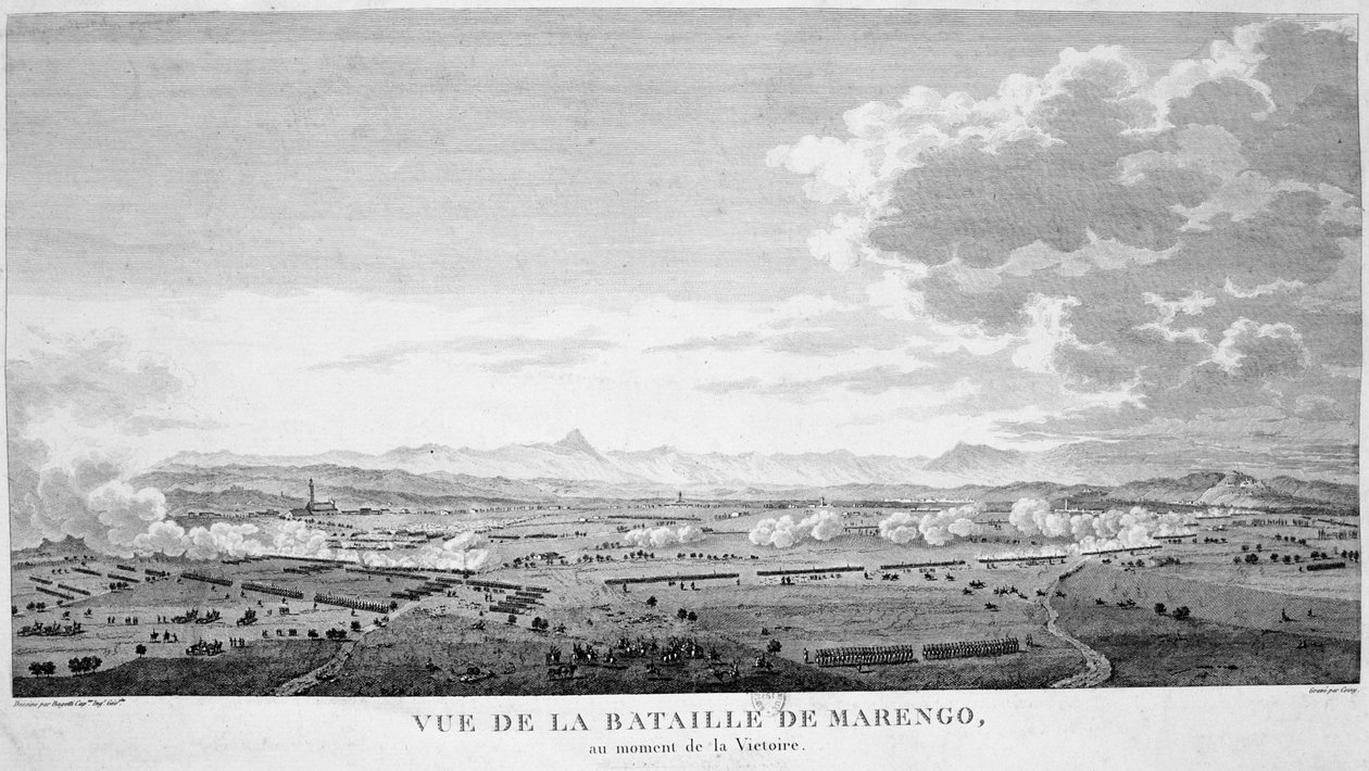 Utsikt över slaget vid Marengo vid segerögonblicket, 1800 av Unbekannt