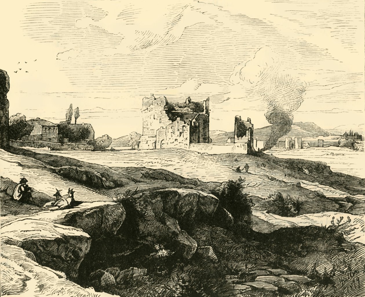Utsikt över Campagna från Via Appia, 1890. av Unbekannt