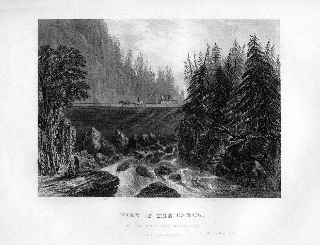 Utsikt över kanalen, vid Little Falls Mohawk River, delstaten New York, 1855 av Unbekannt